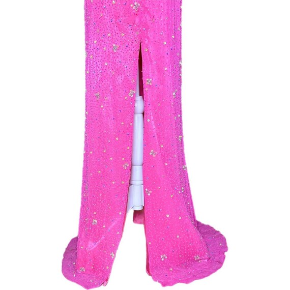 Vintage 100% Silk Hot Pink Barbiecore Beaded Prom… - image 6