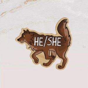 Wolf-Pronomen-Pin (er/sie)! | Therian, Furry, Wildtiere, Natur