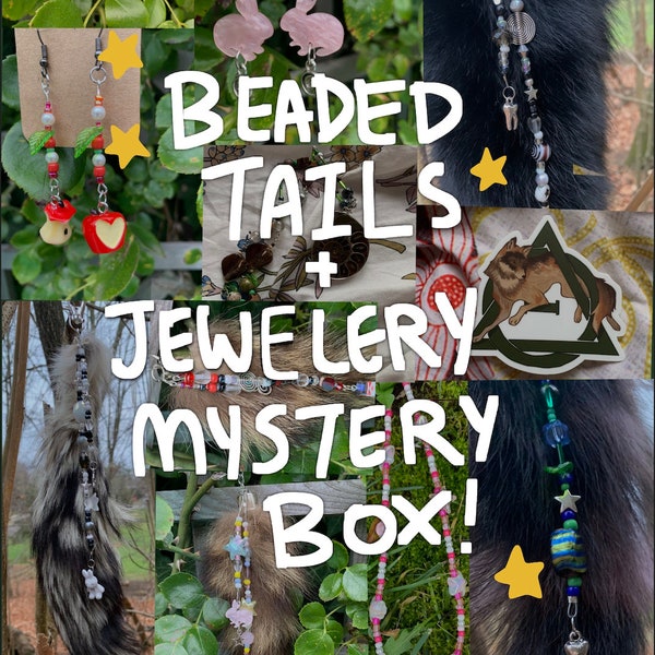 Beaded Tail Keychain and Vulture Culture Jewelry Mystery Box Therians Bones Furry