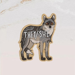 Wolfs-Pronomen-Pin (sie/ihr)! | Therian, Furry, Wildtiere, Natur