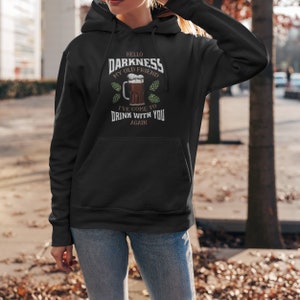 Funny Craft Beer T-Shirt, Home Brew Shirt, Craft Beer, Funny Gift, Good Beer, IPA, Lager, Hello Darkness, Unisex Hooded Black Sweatshirt