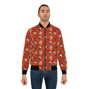 Schädel und Pints, Schädel Craft Beer Bomber Jacke, Halloween Geschenk, Beer Festival Clothing