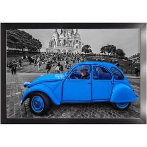 Bargain Frames | Funny Citroen 2cv Blue Car Montmartre Church Paris Landscape