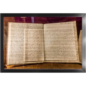 Bargain Frames | Old European Historic Manuscript Large Open Book Ink Handwriting