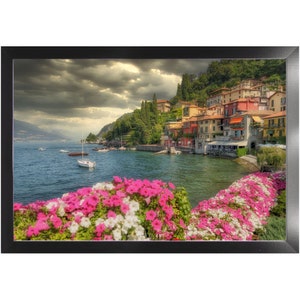 Bargain Frames | Italian Riviera Beautiful Colorful Hills Boats Flowers Clouds
