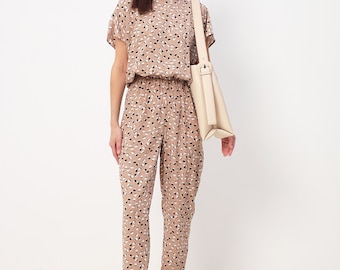 Jumpsuit Sewing Pattern | Loose Fit Wide Leg Jumpsuit PDF Sewing Pattern | UK6-26 | EU34-54 | US2-22