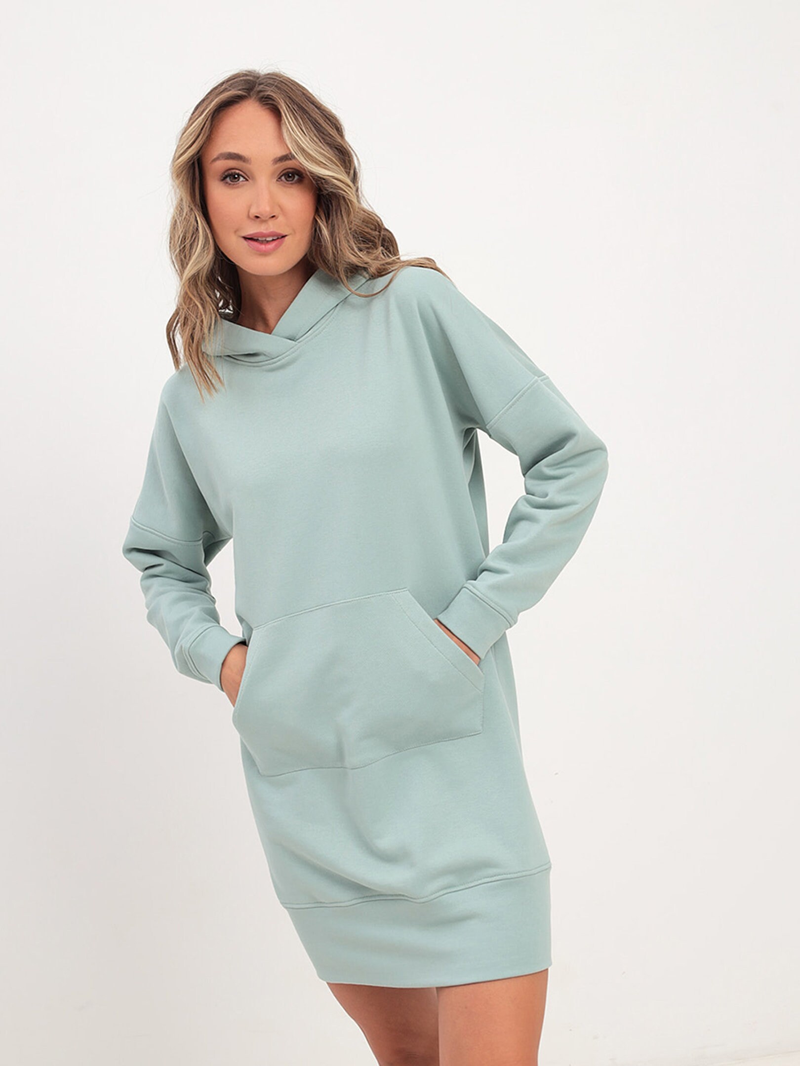 Sports Hoodie Dress Parrern With Hood, Mini Length, Sewing