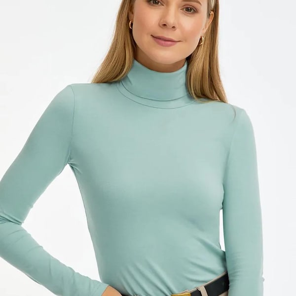 Cartamodello PDF per dolcevita / Top classico da donna con collo alto / Cucitura della testa della manica senza pince / Taglie UK 6-24 / Taglie EU 34-52 / Taglie US 2-20