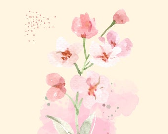 Rosa Aquarell-Blumenfarbe zum Ausdrucken, sofortiger Download, druckbare Downloads