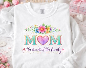 Floral Mom Heart PNG, Mother's Day Clipart (Digital Download)