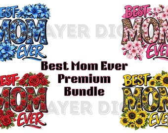 Floral Mom PNG Bundle, Sunflower Rose Lily Cherry Blossom Designs (Digital Download)