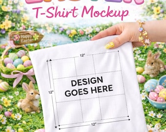 Easter T-Shirt Mockup | Feminine Spring Flat Lay (Digital Download)