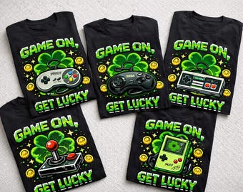 St Patrick's Day Gamer T-Shirt Bundle | Retro Video Game PNG (Instant Download)