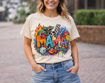 Patchwork Mama PNG Design, Retro Graffiti Mom Shirt Graphic (Digital Download)