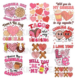 Pacchetto di clipart di Concha Valentine / PNG di Pan Dulce messicano (download digitale)