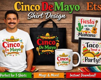 Cinco De Mayo Shirt Mockup, Latino Couple Fiesta Display (Digital Download)