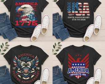USA 250th Anniversary Eagle T-Shirt Designs | Patriotic PNG (Digital Download)