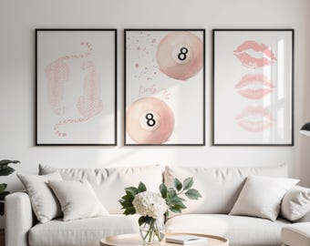 Y2k Pink Gallery Wall Art Set of 3, Apartment Decor, Girly DormRoom Decor, Printable Wall Art (Digital Download)