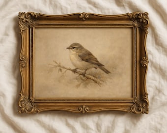 Vintage Bird Wall Art Print, Antique Nature Illustration, Cottagecore Nursery Decor, Rustic Woodland (Digital Download)