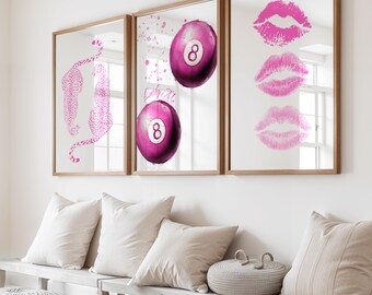 Trendy Y2K Print Set, Pink 8 Ball, Lips, Cheetah (Digital Download)