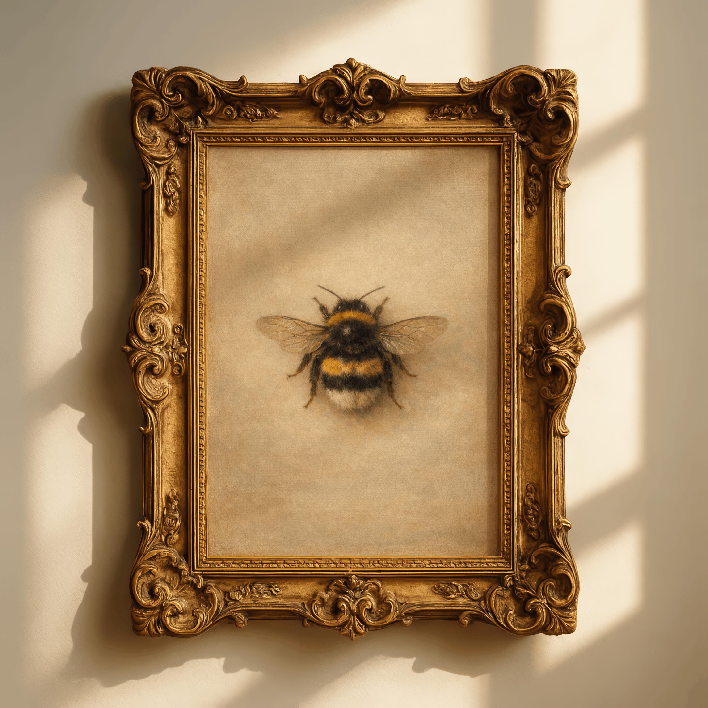 Rustic Bee Design Vintage Bee Print, Moody Rustic Wall Art, Muted Insect Decor ...