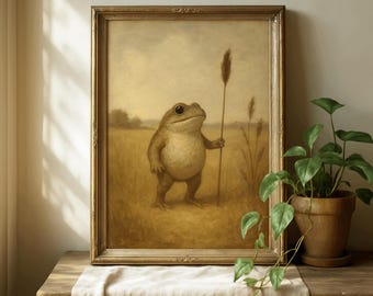 Vintage Frog Art Print, Cottagecore Wall Art, Muted Aesthetic, Vintage Gallery Wall (Digital Download)