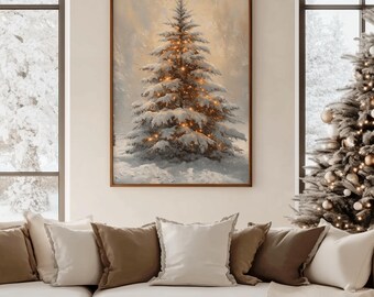 Vintage Christmas Tree Print, Holiday Wall Art, Christmas Decor printable art, Festive Vintage Tree Printable Wall Art, Digital Download
