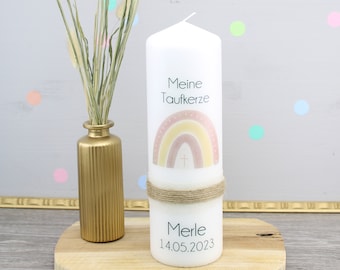 KONFETTIDRUCK 2066 Taufkerze "Regenbogen - Merle"