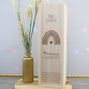 Kerzenbox mit Name personalisiert Holzkiste Holzbox Kiste Box tolles Geschenk Aufbewahrung Kerze "Regenbogen - Marius"