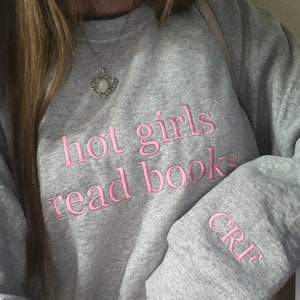 Hot Girls Read Books Embroidered Sweatshirt, Booktrovert Sweatshirt, Minimalist Book Sweatshirt, Book Lover Gift