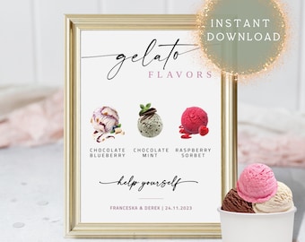 Ice Cream Bar Sign Template, Ice Cream Station Sign Printable, Modern Wedding Dessert Bar Sign, Ice Cream Table Sign, Gelato Signs for Party