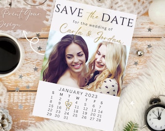 Modern Photo Save The Date Template | Editable CANVA Design (Digital Download)
