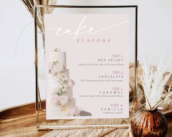 Cake Flavours Sign, Minimalist Desserts Sign, Printable Dessert Bar Sign, Wedding Cake Flavours Sign, Edit with TEMPLETT