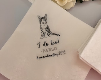 Benutzerdefinierte Katzen-Cocktail-Servietten • Personalisierte Katzen-Hochzeits-Servietten • Brautparty • Probe-Dinner-Servietten • Katzen-Party-Servietten • Katzen-Geburtstag