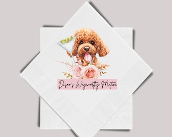 Custom Dog Portrait Napkins, Personalized Pet Wedding Cocktail Napkins