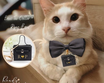 Cat Ring Bearer | Wedding Ring Bearer Pouch for Cat | Cat Wedding Outfit | Personalised Pet Wedding Ring Holder | Wedding Bow Tie Collar