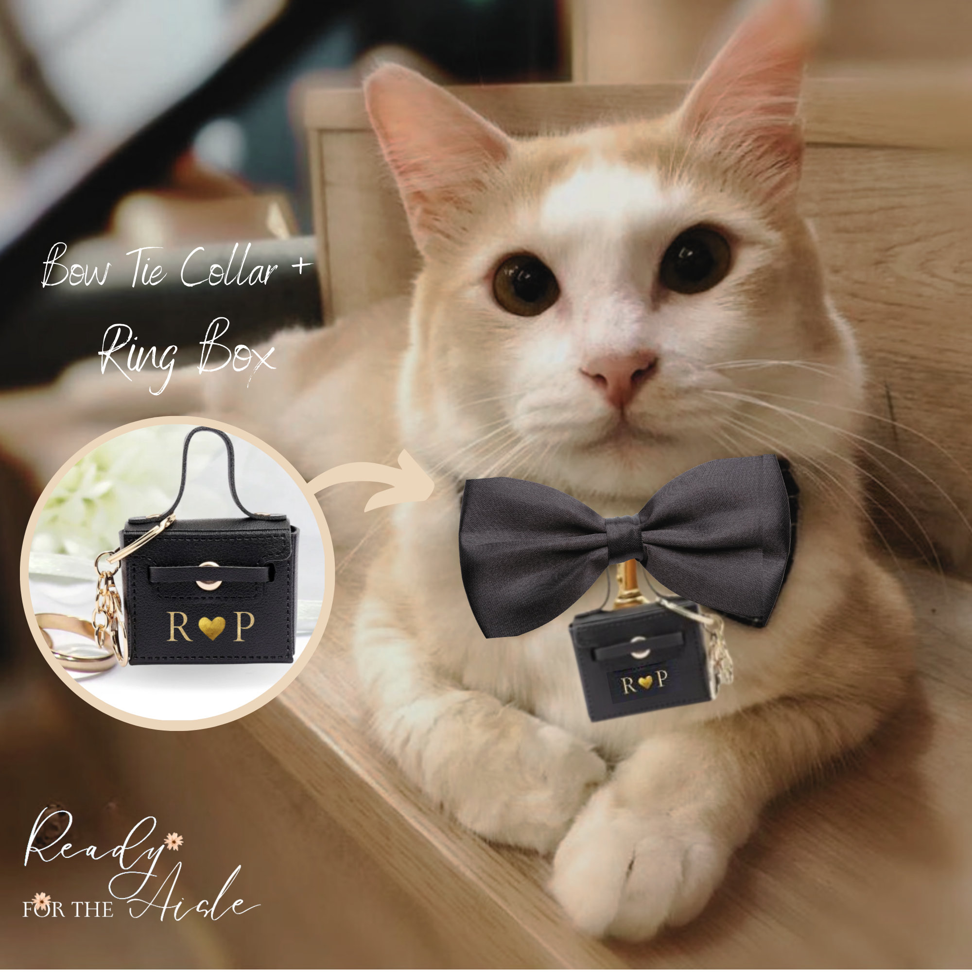 Cat Ring Bearer Wedding Ring Bearer Pouch for Cat Cat Wedding Outfit Personalised Pet Wedding Ring Holder Wedding Bow Tie Collar