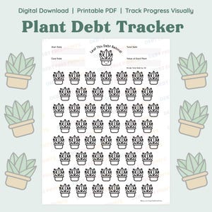 Rastreador de deudas de plantas: hoja de color para liquidar deudas con descarga digital (PDF imprimible)