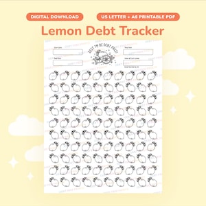 Planificador de deudas de Lemon (PDF imprimible, tamaños Carta de EE. UU. y A6)