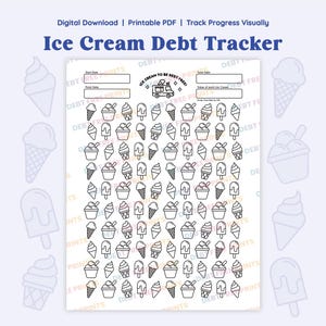 Ice Cream Debt Tracker: Digital Download PDF Debt Coloring Sheet