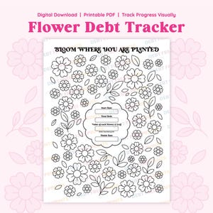 Flower Debt Tracker: Digital Download PDF Debt Coloring Sheet