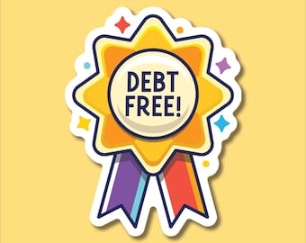 Debt Free Award Ribbon Sticker, Debt Payoff Milestone