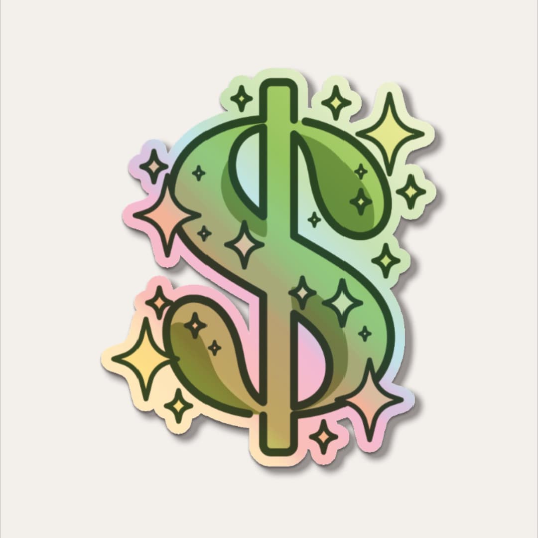 Holographic Sparkly Dollar Sign Sticker - Etsy