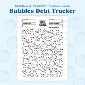 Bubbles Debt Tracker: Digital Download PDF Debt Coloring Sheet