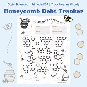 Rastreador de deudas Honeycomb: hoja de color para liquidar deudas con descarga digital (PDF imprimible)