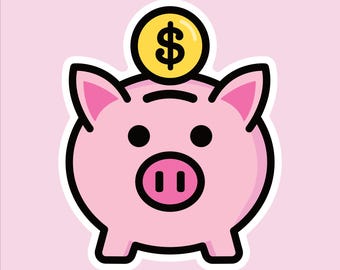 Piggy Bank Savings Sticker