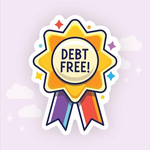 Debt Free Ribbon Sticker, Debt Payoff Reward