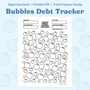 Rastreador de deudas de Bubbles: hoja de color para liquidar deudas con descarga digital (PDF imprimible)