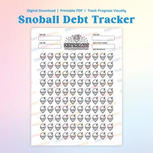 Snoball Debt Tracker: Digital Download PDF Debt Coloring Sheet