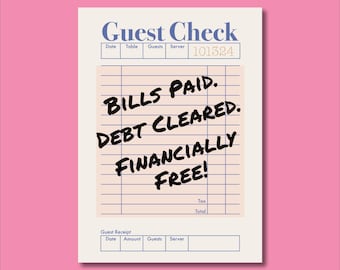 Bills Paid Debt Cleared Financially Free Guest Check Sticker